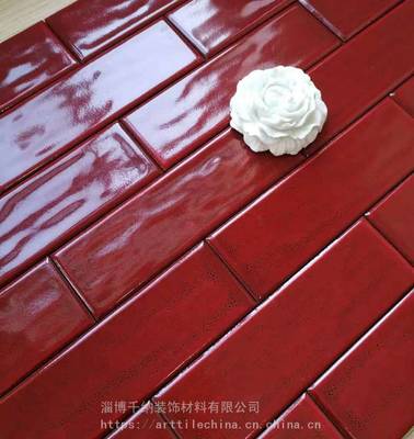 千納瓷磚 紅色窯變手工磚 紅色瓷磚 個性酒店餐廳背景墻瓷磚 工廠批發