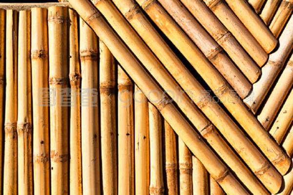 竹墻的紋理背景及材料裝飾