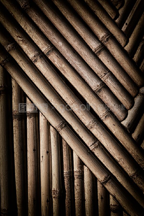 竹墻的紋理背景及材料裝飾